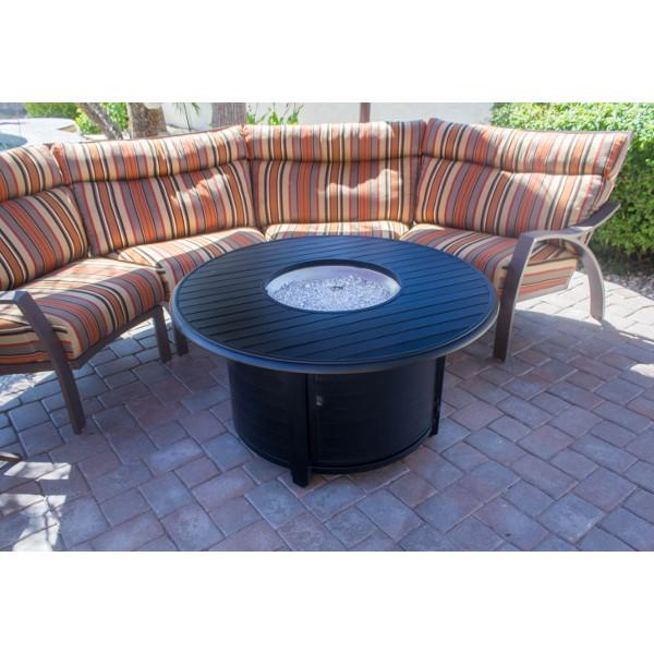 Round Slatted Extruded Aluminum Fire Pit In Black Fire Pits
