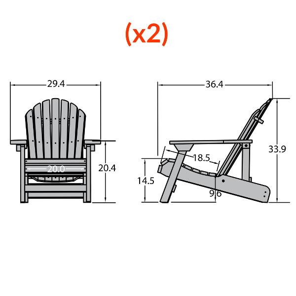 Set of Two Highwood Hamilton Folding and Reclining Adirondack Chairs Adirondack Chair