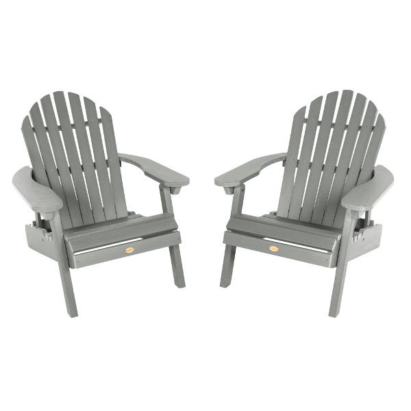 Set of Two Highwood Hamilton Folding and Reclining Adirondack Chairs Adirondack Chair Coastal Teak