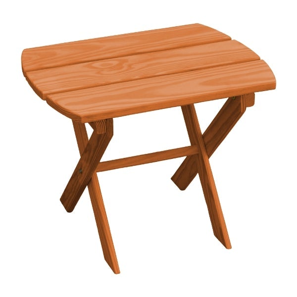 Solid Knotfree Yellow Pine Folding Oval End Table Outdoor Table Cedar Stain