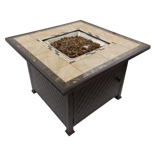 Square Marble Tile Top Fire Pit Fire Pits