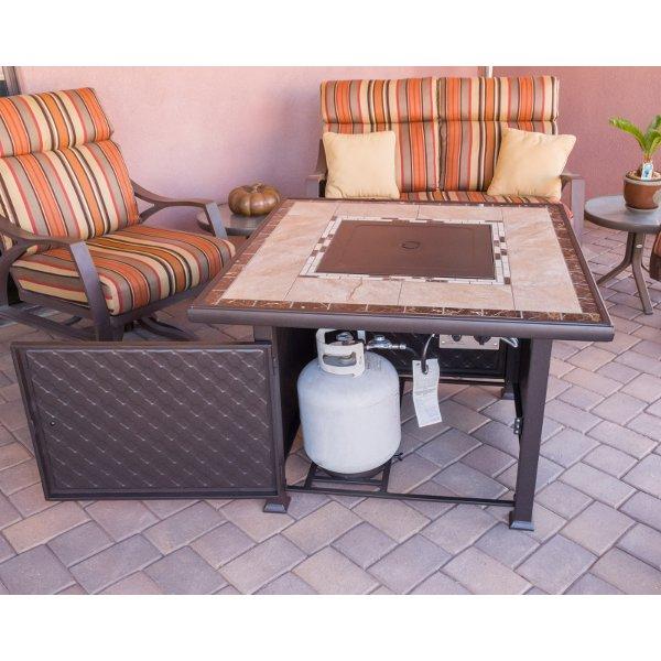 Square Marble Tile Top Fire Pit Fire Pits