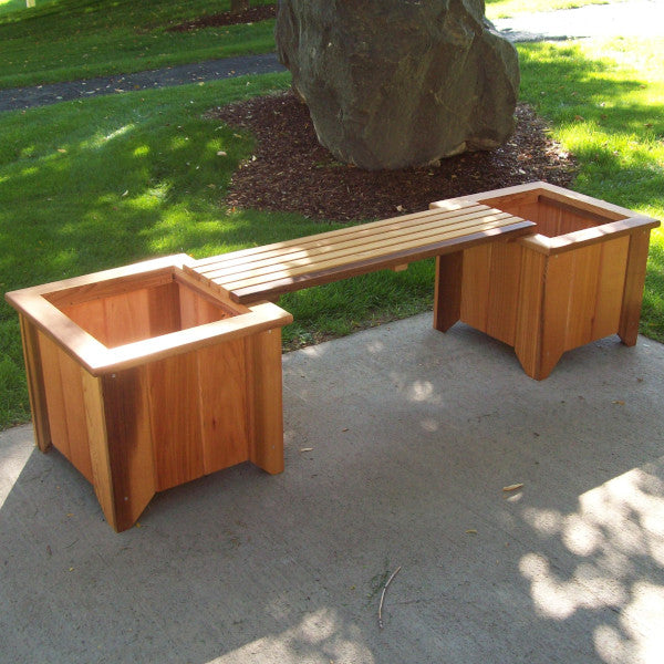 T&amp;L Bench for Planters Planters Box Bench w/ 2 Planters / Cedar Stain