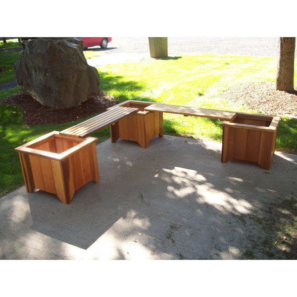 T&amp;L Bench for Planters Planters Box Bench w/ 3 Planters / Cedar Stain
