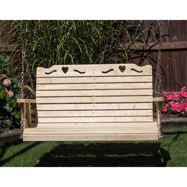 Treated Pine Crossback with Heart Porch Swing Porch Swing
