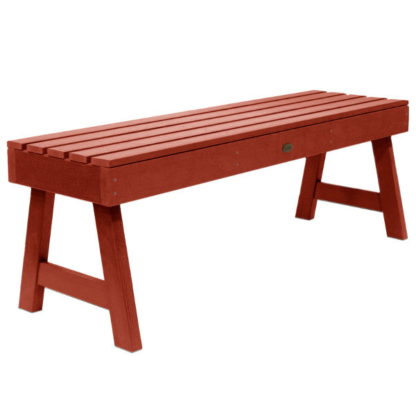 USA Weatherly Backless Picnic Bench Picnic Bench 4ft Wide Bench / Rustic Red