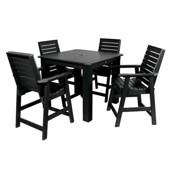 Weatherly 5pc Square Counter Height Outdoor Dining Set Dining Set Black