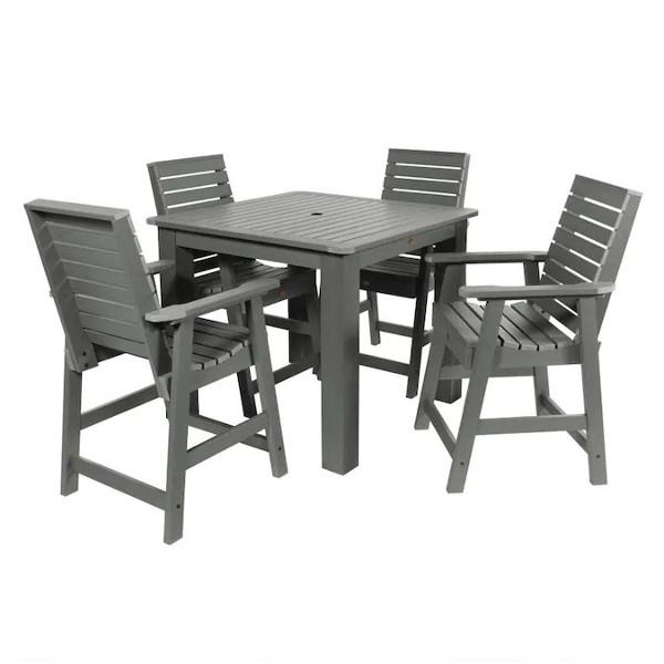 Weatherly 5pc Square Counter Height Outdoor Dining Set Dining Set Coastal Teak