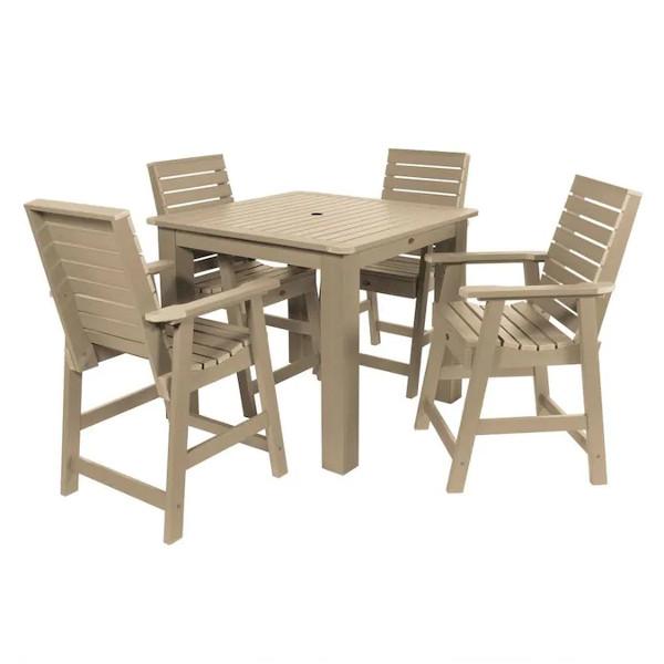 Weatherly 5pc Square Counter Height Outdoor Dining Set Dining Set Tuscan Taupe