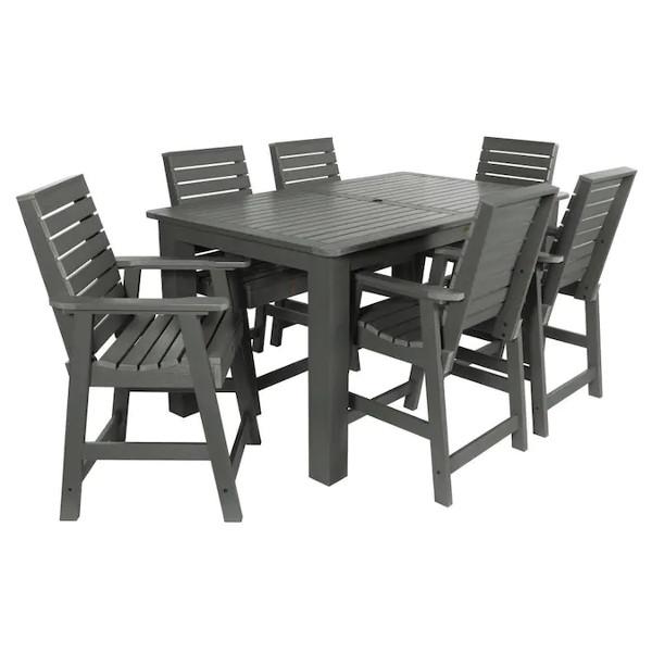 Weatherly 7pc Rectangular Counter Height Outdoor Dining Table and Chair Set Dining Set 72&quot; x 42&quot; / Coastal Teak