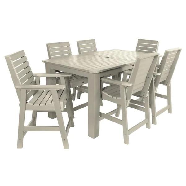 Weatherly 7pc Rectangular Counter Height Outdoor Dining Table and Chair Set Dining Set 72&quot; x 42&quot; / Whitewash