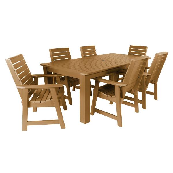 Weatherly 7pc Rectangular Outdoor Dining Set Dining Set 84&quot; x 42&quot; / Toffee