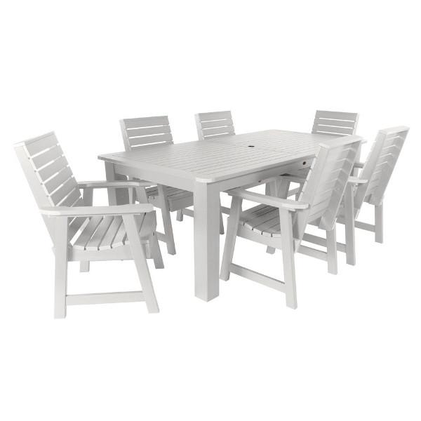Weatherly 7pc Rectangular Outdoor Dining Set Dining Set 84&quot; x 42&quot; / White