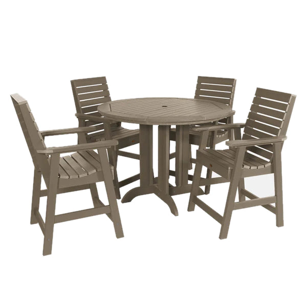 Weatherly Outdoor 5pc Round Counter Dining Set Dining Set Woodland Brown