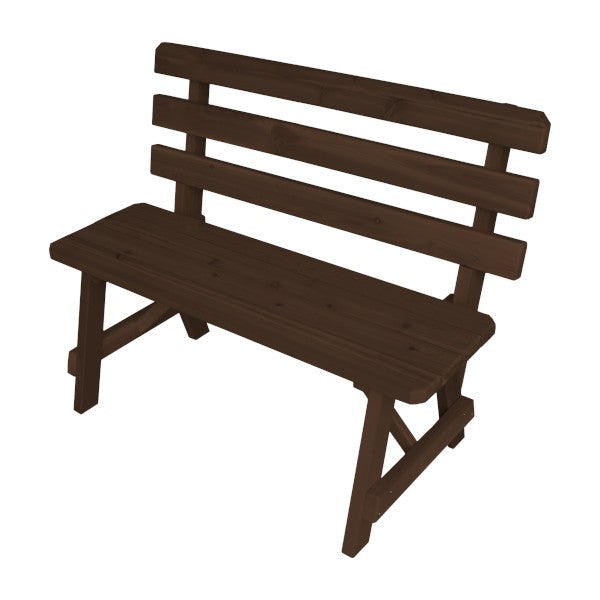 Western Red Cedar Bench with Back Garden Bench 4ft / Walnut Stain