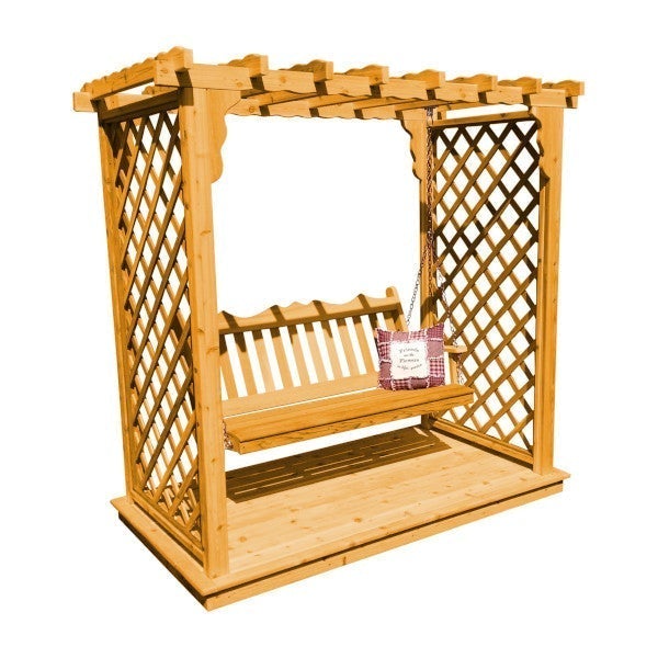 Western Red Cedar Covington Arbor with Deck &amp; Swing Porch Swing 6ft / Natural Stain