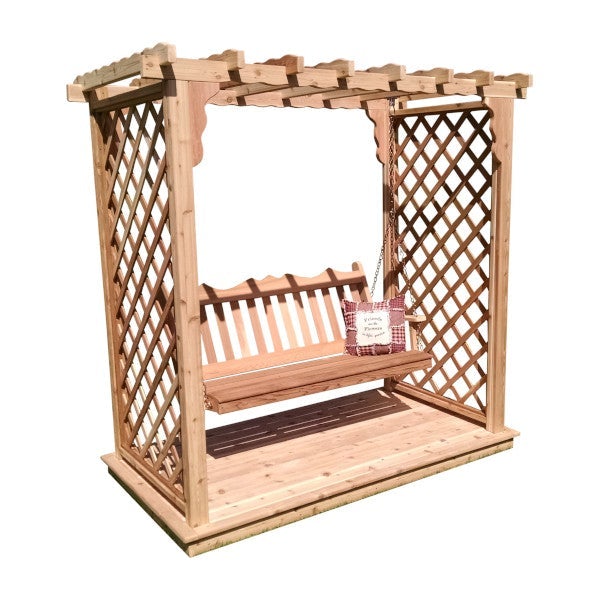 Western Red Cedar Covington Arbor with Deck &amp; Swing Porch Swing 6ft / Unfinished