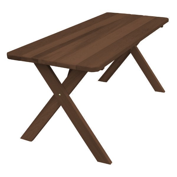 Western Red Cedar Crossleg Table Outdoor Tables 4ft / Mushroom Stain / Without Umbrella Hole