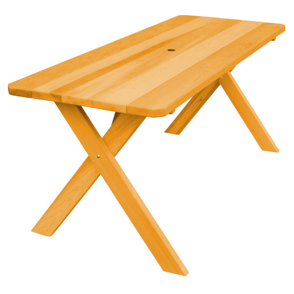 Western Red Cedar Crossleg Table Outdoor Tables 6ft / Natural Stain / Include Standard Size Umbrella Hole