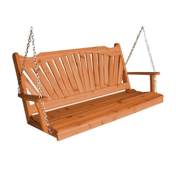 Western Red Cedar Fanback Porch Swing Porch Swing 5ft / Include Stainless Steel Swing Hangers / Cedar Stain
