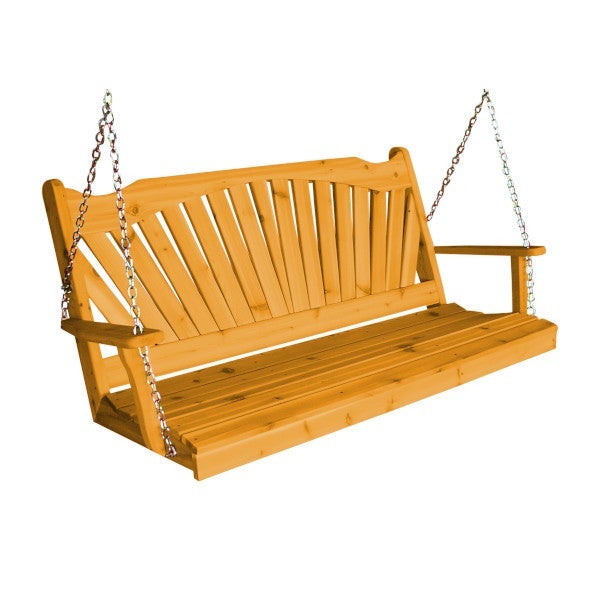 Western Red Cedar Fanback Porch Swing Porch Swing 5ft / Include Stainless Steel Swing Hangers / Natural Stain