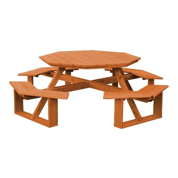 Western Red Cedar Octagon Walk-In Table Picnic Table Cedar Stain / Without Umbrella Hole