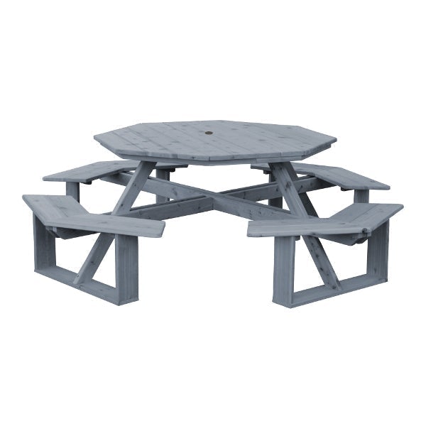 Western Red Cedar Octagon Walk-In Table Picnic Table Gray Stain / Include Standard Size Umbrella Hole