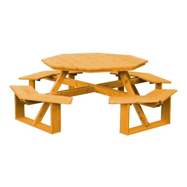 Western Red Cedar Octagon Walk-In Table Picnic Table Natural Stain / Without Umbrella Hole