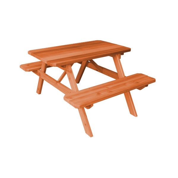 Western Red Cedar Picnic Table with Attached Benches Picnic Table 4ft / Cedar Stain / Without Umbrella Hole