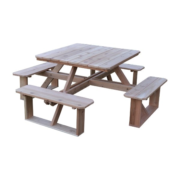 Western Red Cedar Square Walk-In Table Picnic Table Unfinished / Without Umbrella Hole