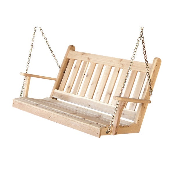 Western Red Cedar Traditional English Porch Swing Porch Swing 4ft / Include Stainless Steel Swing Hangers / Unfinished