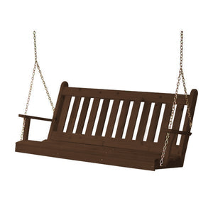 Western Red Cedar Traditional English Porch Swing Porch Swing 5ft / Include Stainless Steel Swing Hangers / Mushroom Stain