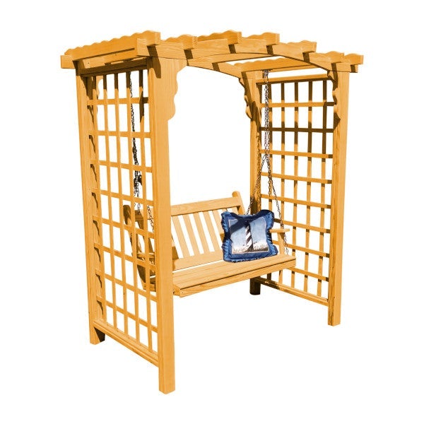 Yellow Pine Cambridge Arbor &amp; Swing Porch Swing 5ft / Natural Stain