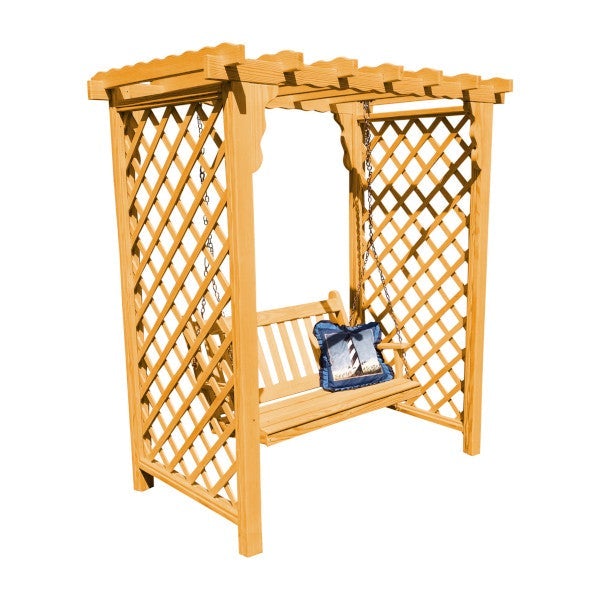 Yellow Pine Covington Arbor &amp; Swing Porch Swing 5ft / Natural Stain