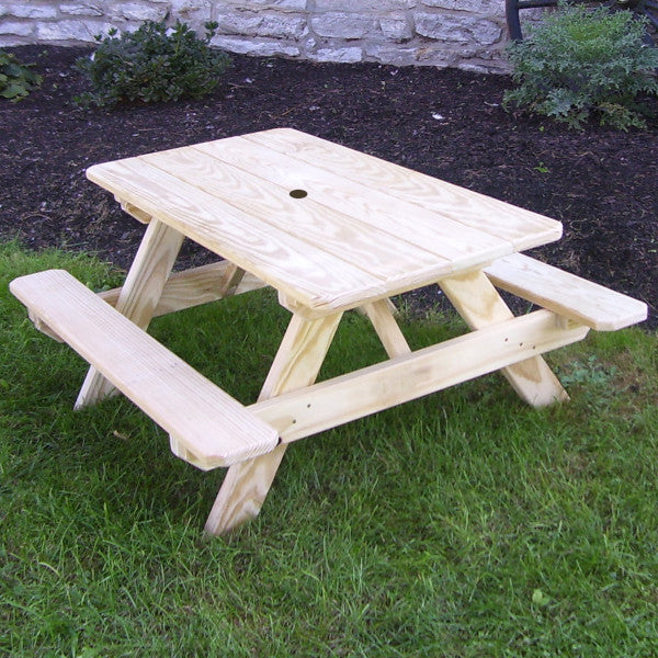 Yellow Pine Kids Picnic Table Picnic Table Unfinished / Include Standard Size Umbrella Hole