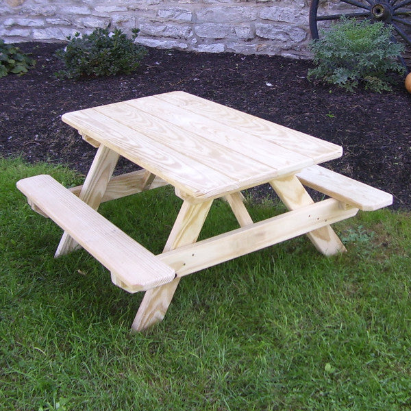Yellow Pine Kids Picnic Table Picnic Table Unfinished / Without Umbrella Hole