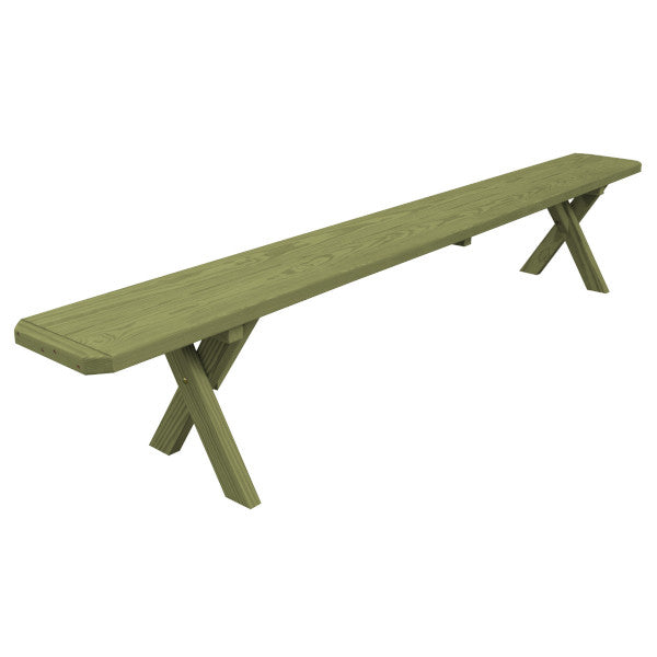 Yellow Pine Picnic Crossleg Bench Size 5ft, 6ft, 8ft Picnic Bench 8ft / Linden Leaf Stain