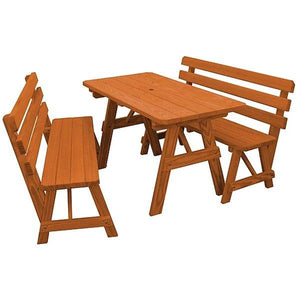 Yellow Pine Picnic Table with 2 Backed Benches