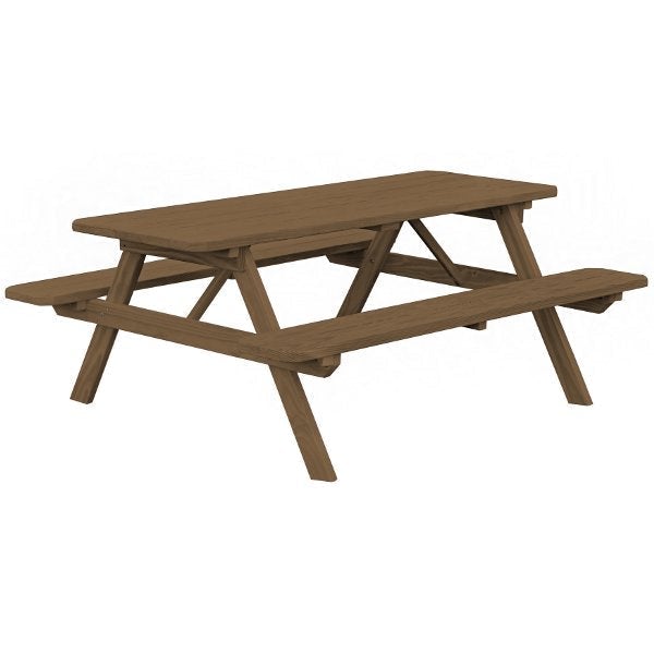 Yellow Pine Picnic Table with Attached Benches Size 6ft and 8ft Picnic Table