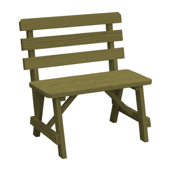 Yellow Pine Traditional Backed Bench Garden Bench 3ft / Linden Leaf Stain