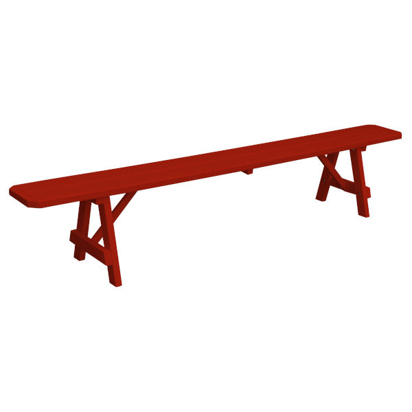 Yellow Pine Traditional Backless Bench – Size 5ft, 6ft, 8ft Picnic Bench 8ft / Tractor Red Paint