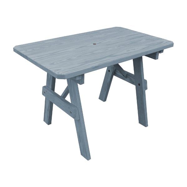 Yellow Pine Traditional Table Only – Size 4ft and 5ft Outdoor Table 4ft / Gray Stain / Include Standard Size Umbrella Hole