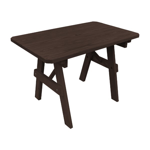 Yellow Pine Traditional Table Only – Size 4ft and 5ft Outdoor Table 4ft / Walnut Stain / Include Standard Size Umbrella Hole